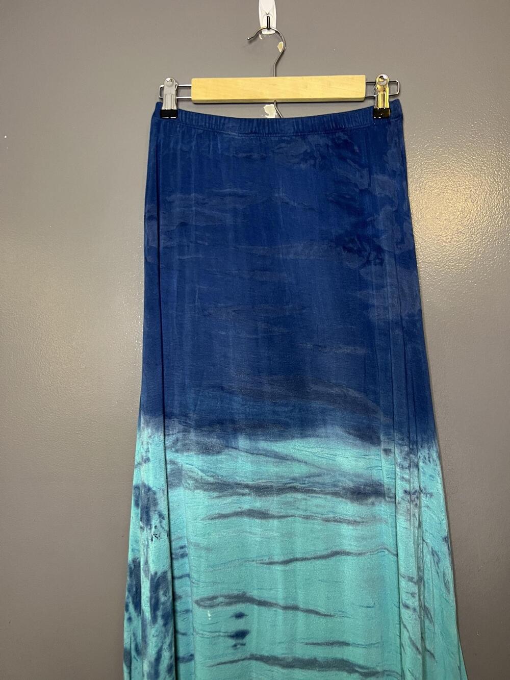 TRYST By Matthew Skirt Womens Small Blue Navy Tie Dye Maxi Elastic Waist Stretch